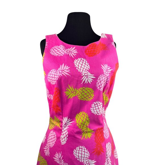 Macbeth Collection Size M Pink Sleeveless Dress With Pineapple Print - Picture 5 of 9